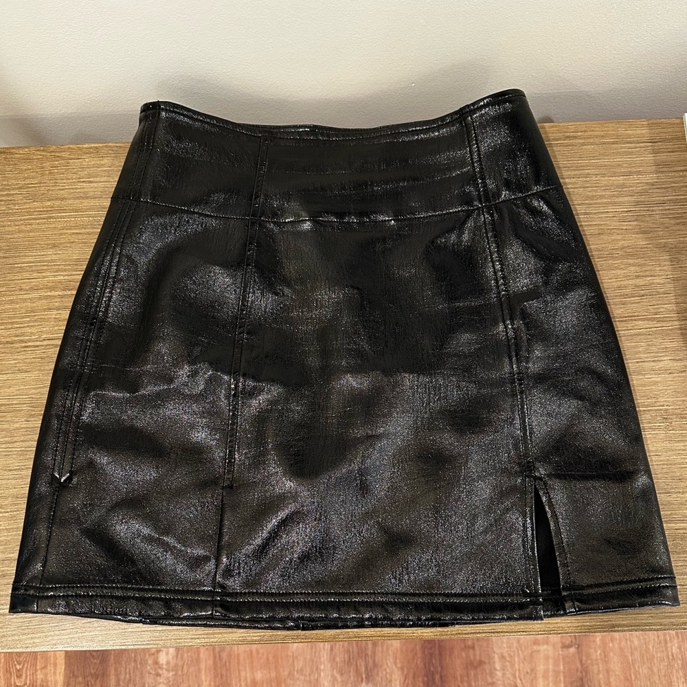 Free People faux leather mini skirt, black size 10